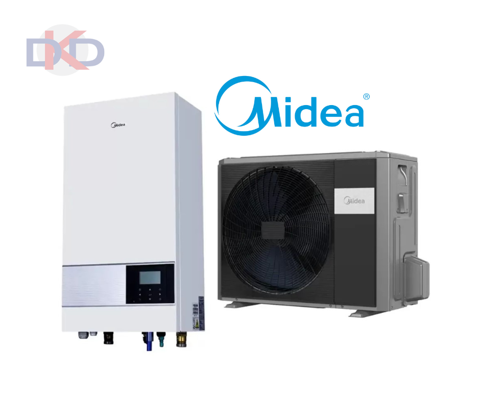 Midea M-Thermal gaiss ūdens siltumsūknis MHA-V10W/D2N8-B2 / HB-A100/CDS90GN8-B2 10 kW ar papildus 9kW elektrisko tenu — Midea-M-Thermal-gaiss-udens-siltumsuknis-MHA-V10W